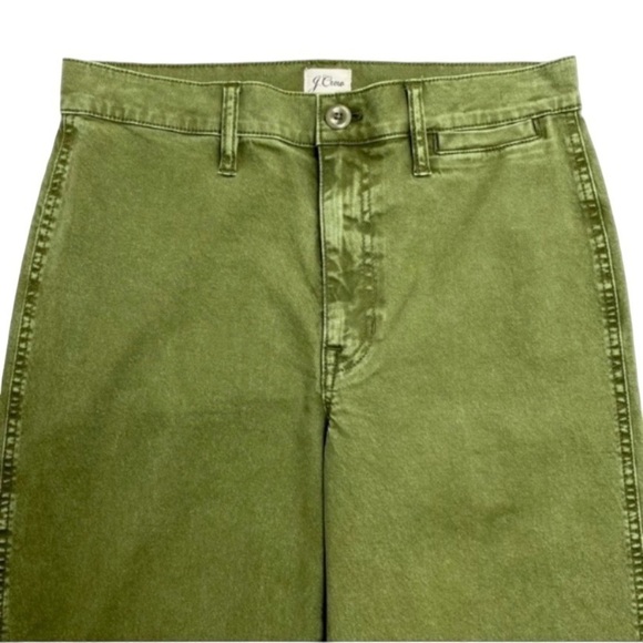 J.CREW High Rise Garment-dyed Slim Wide leg Crop Pants Loden Green Size 30 New - Picture 4 of 8